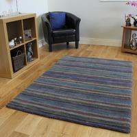 Modern Hand Tufted Luxurious Green & Purple Lined Wool Rug Cavoni 80x150cm
