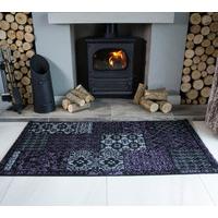 modern purple patchwork rug bombay