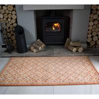 modern terracotta orange trellis rug bombay