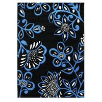 modern floral teal blue rug havana 110 cm x 160 cm