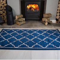 modern teal blue trellis rug havana