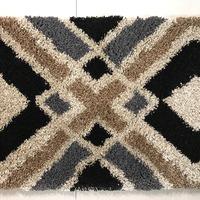 modern grey beige geometric shaggy rug bergen 200x290