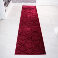 Modern Red Geometric Living Room Runner Rug - Sardinia 63x240cm