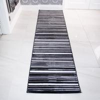 modern black white striped hallway runner rug sardinia 63x240cm