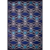 modern indigo blue white geometric rug sardinia 80x150cm
