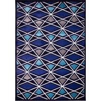 modern indigo blue white geometric rug sardinia 120x170cm