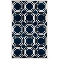 Modern Moroccan Tiles Navy Blue Rugs - Safavieh 91x152