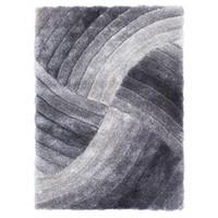 Modern Silver Grey Carved Lounge Rug - Verge 80x150