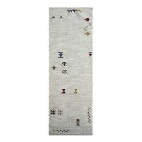 modern cream brown tribal wool rug mensa 68cmx235cm2ft3x7ft9