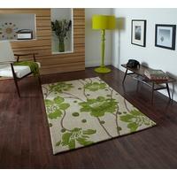Modern Stain Resistant Green Floral Patterned Lounge Rug 1512 - Phoenix 65cm x 225cm (2\'1\
