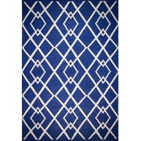 Modern Blue & Ivory 100% Cotton Flatweave Rug - Colwyn 60 x 110