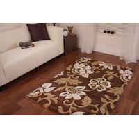 Modern Brown Flower Design Hisar Rug 80x150cm