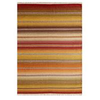 Modern Terracotta Orange Rugs Striped Wool Rug - Enza - 68cmx235cm(2ft3\
