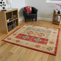 Modern Red Blue Aztec Style Large Square Rugs - Zielger 160cmx160cm (5\'3\