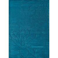 Modern Teal Blue Handcarved Wool Rug - Flora - 80x150cm (2\' x 3\'7\
