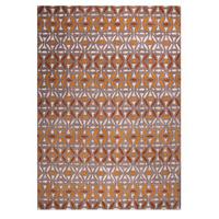 Modern Natural & Terracotta Geometric Tribal Wool Rug - Meraki 120X170