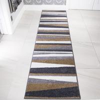 Modern Beige & Grey Striped Runner Rug - Rio 63x240cm