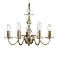 Monarch 5 Light Antique Brass Ceiling Light With Clear Glass