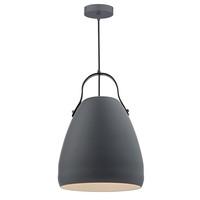 MOV0139 Movo 1 Light Ceiling Pendant in Matt Grey Finish with Faux Leather Strap Detail