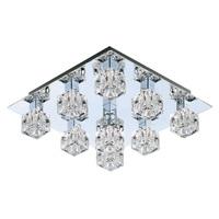 Modern Large 9 Light Ice Cube Ceiling Light Fitting With Chrome Backplate and Halogen Lamps