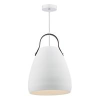 MOV012 Movo 1 Light Ceiling Pendant in Soft Matt White with Faux Leather Strap Detail