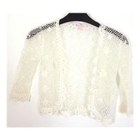 Monsoon Age 2-3 White Loose Knitted Cardigan with Crochet Flower Design