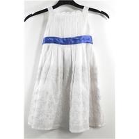 Monsoon 18-24 Months Snow White Summer Dress With Pearl Blue Waist Tie