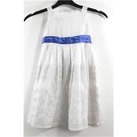 monsoon 18 24 months snow white summer dress with pearl blue waist tie