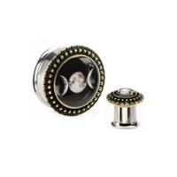 Moon Phases Steel Plugs - Size: 10mm