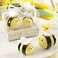 Mommy and Me Sweet as Can Bee Ceramic Honeybee Salt and Pepper Shakers Baby Shower Favors BETER-TC019