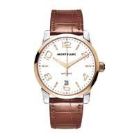 MontblancTimeWalker Date automatic 18ct rose gold and brown Leather strap watch