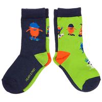 monster print socks green quality kids boys girls