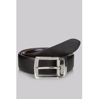 Moss London Black Textured Reversible Belt