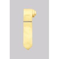 moss london yellow skinny tie with tie clip