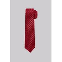 Moss London Premium Red Mini Spot Silk Skinny Tie