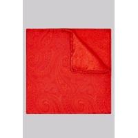Moss 1851 Red Paisley Silk Pocket Square