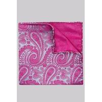 Moss 1851 Pink and Blue Paisley Silk Pocket Square