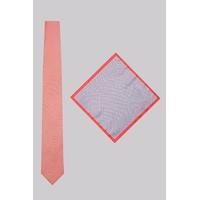 Moss London Coral Skinny Tie & Pocket Square Set