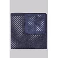 moss london premium navy border spot silk pocket square