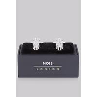 Moss London Silver Astronaut Cufflinks