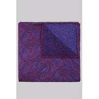 Moss London Premium Blue & Red Paisley Silk Pocket Square