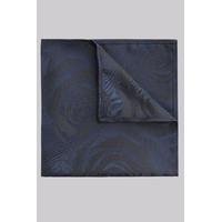 Moss London Black and Navy Rose Pocket Square