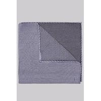 Moss London Premium Navy & White Puppytooth Silk Pocket Square