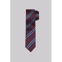 moss london premium wine and navy stripe silk skinny tie