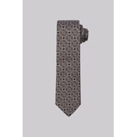 Moss 1851 Taupe & Navy Medallion Silk Tie