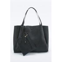 Modern Black Vegan Leather Tote Bag, BLACK