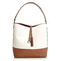 Moda in Pelle Perlabag Tan-White Casual Handbags