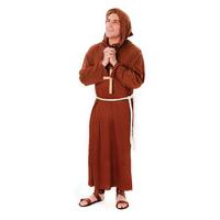 Monk Hooded Robe & Rope Belt Costume