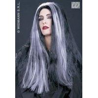 morticia blkwhite wig for hair accessory fancy dress