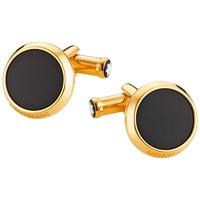 Montblanc Gold Plated Iconic Black Cufflinks 112902